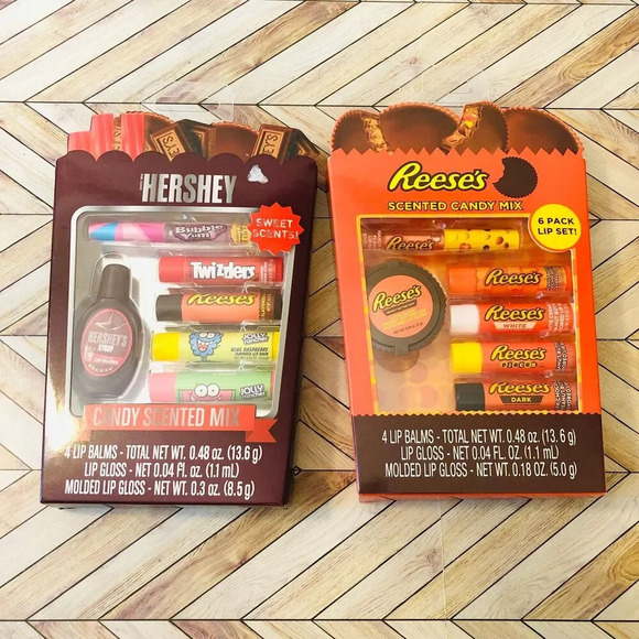 Gift Set Reese's Hershey's Candy Scented Mix Lip Balms & Lip Gloss - Picture 1 of 4